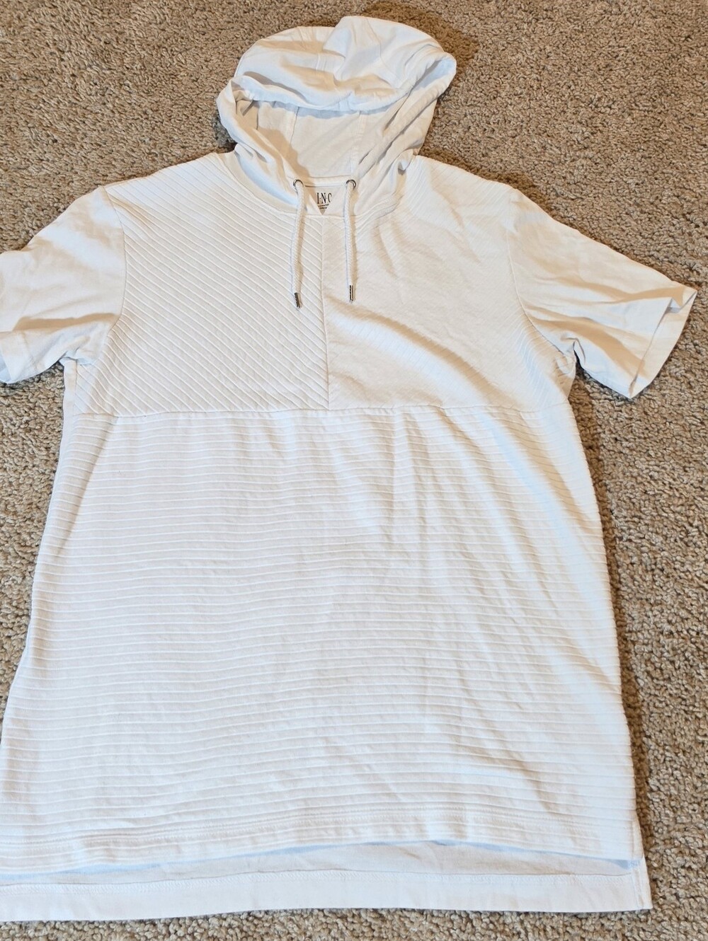 INC International Concepts White Short-Sleeve Hooded Tee